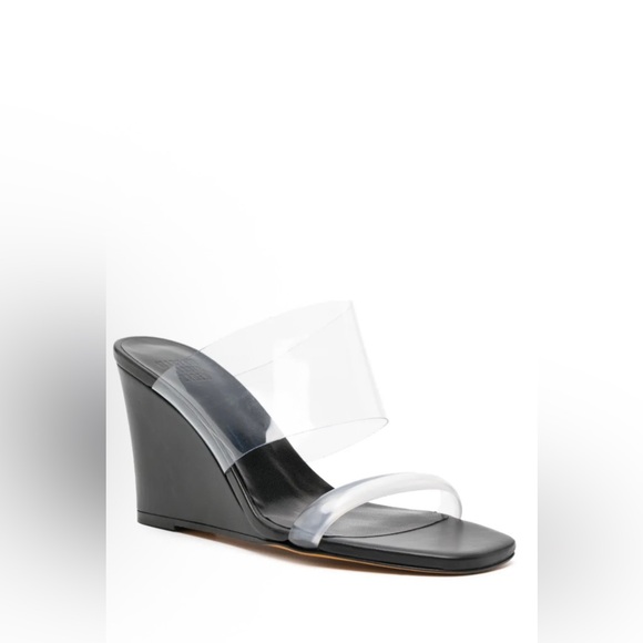 NEW Maryam Nassir Zadeh Olympia Wedge Sandals | Black Calf EU 38.5 | US 8.5 - Picture 1 of 9